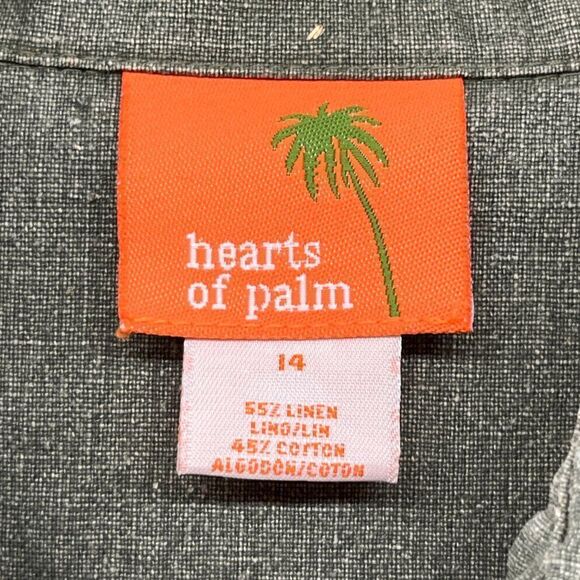Hearts of Palm Linen Blend Button Down Shirt Olive Green Women's 14 - Picture 11 of 12